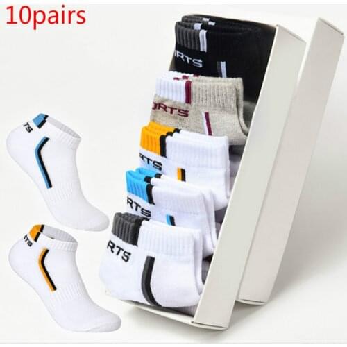 10 Pair High Quality Men Ankle Socks Breathable Cotton Sports Socks Mesh Casual Athletic Summer Thin Cut Short Sokken Size 38-48
