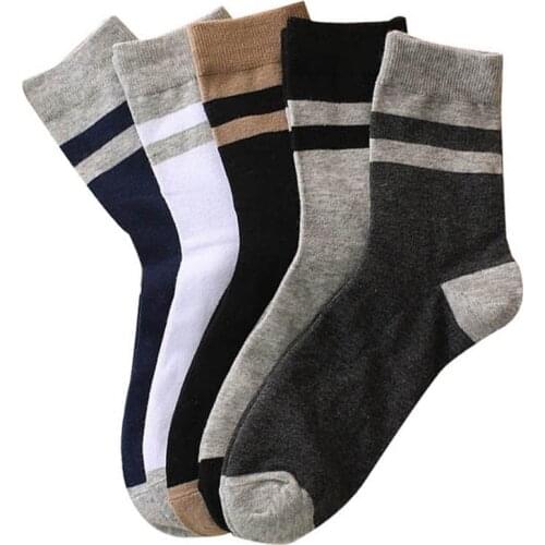 Autumn Winter 2021 New Men Short Socks Classic Simple Neatly Striped Man Sock Meias Comfort Warm Cotton Male Long Socks Sox Crew