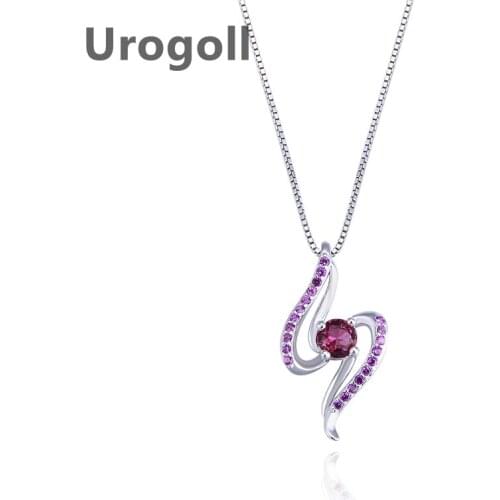 Noble Women Pure 925 Sterling Silver Necklaces Geometric Shape Zircon Pendant Necklaces Girl Chain Jewelry Accessory