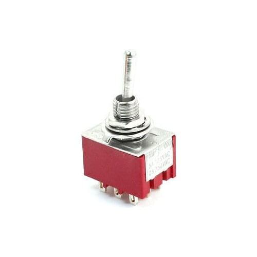 AC 250V 2A ON/OFF/ON 3 Positions 9 Pin Latching Power Toggle Switch 3PDT Red