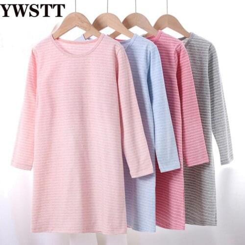 Girls Stripe Seepwear Children Nightgown Kids Pajamas For Girls Cotton Sleep Nightdress Girl Long sleeve Cute Sleeping Dress