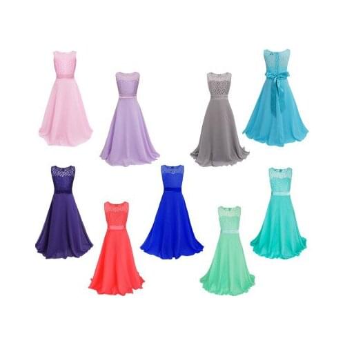 Explosion summer 5-10 years old children mopping long dress chiffon lace stitching girls baby evening dress