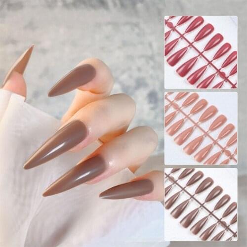 Press On Nails False Nails Glossy Baby Multi Color Balle Coffin Long Fake Nails Set DIY Nail Art Manicure Kit