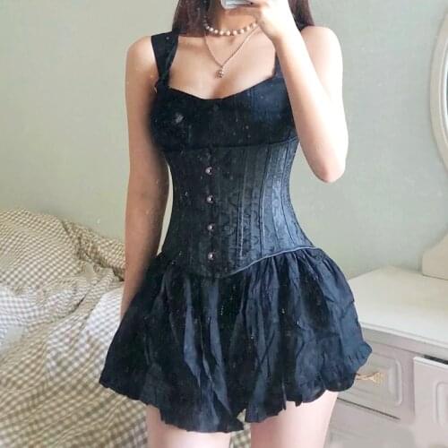 Sexy Corset Underbust Waist Cincher Satin Corsets Gothic Corset Top Bustier For Women Slimming Body Shaper Plus Size Black S-6XL