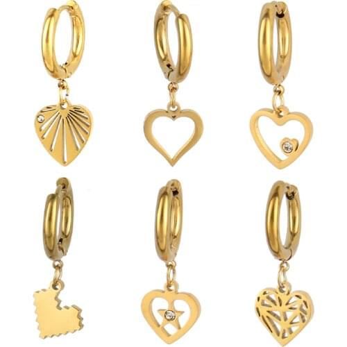 Punk Hoop Earrings for Women Stainless Steel Earrings Charm Earrings Heart Earrings Earrings Geometric Earrings Jewelry Gift