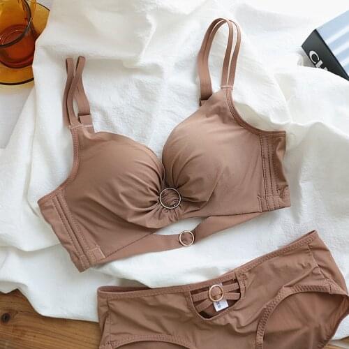 Silk Underwear Without Steel Rings Lace Shoulder Straps Gathering Lingerie Thin Section Breast Receiving Adjustable Bra Set