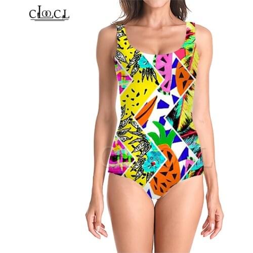 CLOOCL Newest Fashion Fruit Pineapple 3D Print Girls One-piece Swimsuit Swimming Bathing Suit Sleeveless Slim Sexy Swimsuit