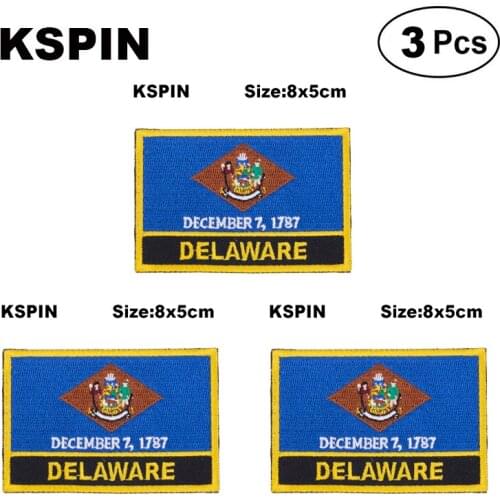 U.S.A Delaware Rectangular Shape Flag patches embroidered flag patches national flag patches for clothing DIY Decoration