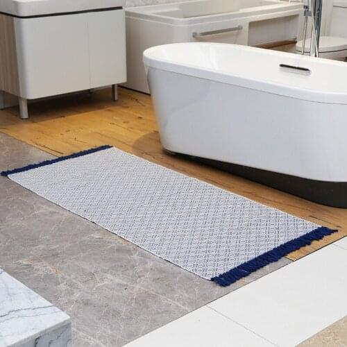 Vintage Persian Style Cotton Woven Mat Geometric Hand Made Carpet Indian Rug Striped Mat Bohemia for Sofa Living Room Bedroom