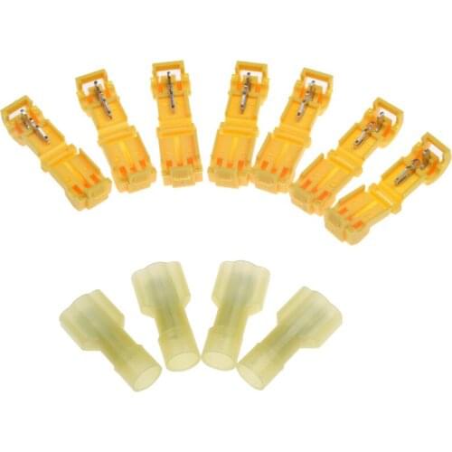 100PCS T-Tap/Male Yellow Insulated Quick Splice Terminal Nylon Spade Male Terminals Wire Connector 12-10AWG set