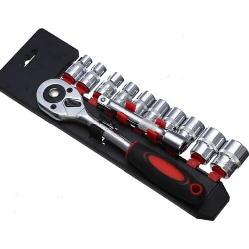 12pcs/set 1/2" 10-24mm Universal Socket Wrench Set CR-V Metric Sockets Kit with Wrenches Extension Rod Car Repair Tools Set