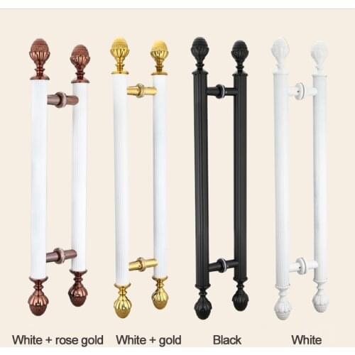 2PCS Free Shipping KTV Bronze European Palace Carved Gate Handle New Villa Glass Wood door Pull Artificial Solid Holder 430mm