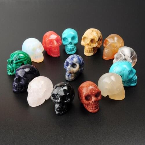 24pcs 27*30mm Skull Pendant Natural Stone Quartz Crystal Necklace Pendant Agates Druzy Reiki Healing Pendulum Jewelry Making