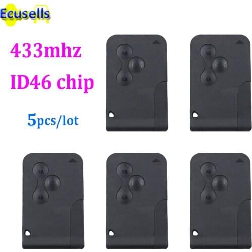 5pcs/lot Smart card Remote key fob 3 button 434MHZ PCF7947 ID46 chip for Renault Megane Scenic 2003-2008