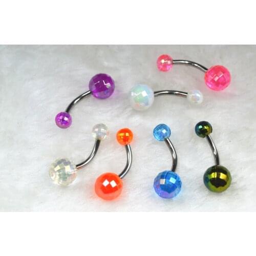 50pcs/Lot Body Jewelry Piercing 14G Colorful Navel Belly Button Navel Ring Banana Barbells Acrylic Body Navel Piercing