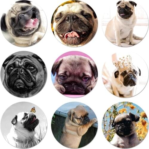 58mm Design Mops Hund Icons Pins Badge Decoration Brooches Metal Badges For Backpack Decoration