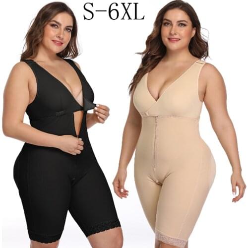 Women Full Body Shapewear Open-Bust Underwear Waist Trainer Corset Seamless Slimming Bodysuit Butt Lifter Plus Size Zipper Shape