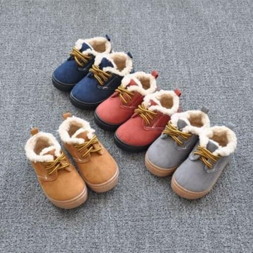 Children 'S Shoes For Boys Baby Boots Fur Velvet Snow Boots Kids Girls Cotton-Padded Flat Fashion Boots Warm Plush Shoes Infant