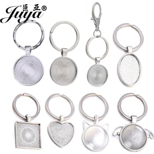 5pcs/lot Keychain Cabochon Base Setting Bezel Blank Cameo DIY Keychain Key ring Findings Jewelry Making Crafts Decoration