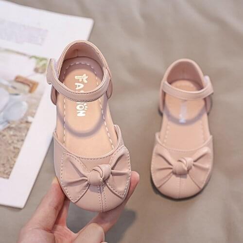 Childrens Summer Sandals Shoes Girls Bow-not Princess Flats Shoes Fashion Casual Leather Party Dance Shoes