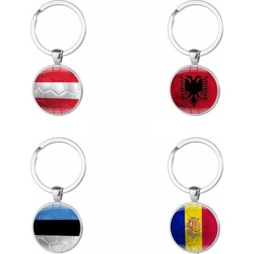 Estonia Andorra Austria Albania National Flags Car Keyring Keychains Auto Key Ring Chain Crystal Pendant Automobiles Accessories