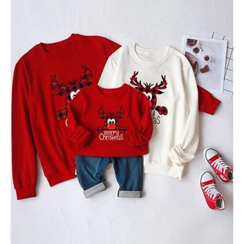 Family Matching Clothes Mother Father Daughter Son Kid Shirt Family Look Cotton Snow Winter Clothes Mommy and Me Matching Top