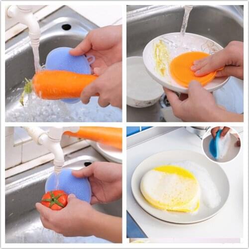 Multifunctional Kitchen Cleaning Brush Silicone Dishwashing Brush Circular Dish Washing Brush Fruit And Vegetable Cleaning Brush