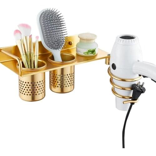Hair Dryer Holder Wall Mounted Shelf Rack for Bathroom Toothbrush Holder Organizer Hair Tools Organizer Bathroom Accessories