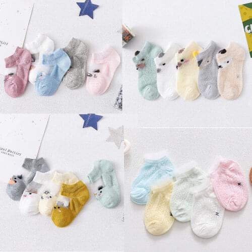 5 Pairs/lot 2021 New Summer Boys Girls Kids Socks Set 1-6Y Children Babies Thin Short Sock Cotton Comfortable Child Socks