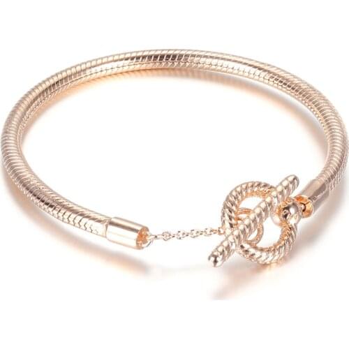 Authentic S925 Ring For Women Wedding Party Gift Rose Moments T-Bar Ring Lady Girl anel