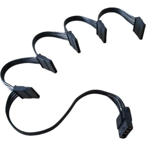 PC Computer Hard Drive 4Pin Female IDE Molex 1 to 5 SATA Splitter Adapter Converter Power Supply Cable Cord 18AWG Wire Black