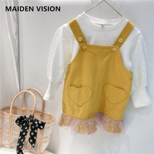 Girls Princess Ruffle lace shirt suspender Dress 2PCS/Set 2021 New Fashion Party Costumes Kids Casual Outfits Baby Suits for 2-6