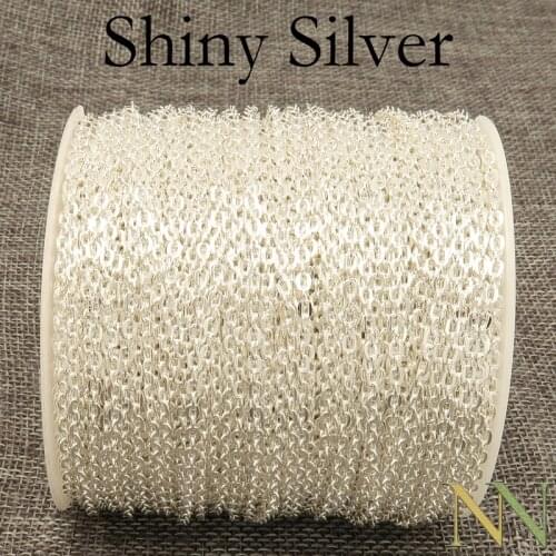 30 Feet - Silver Plated Cable Chain by Yard, Gold/Bronze/Copper Chain by foot, Bulk Chain on Spool for Jewelry Making