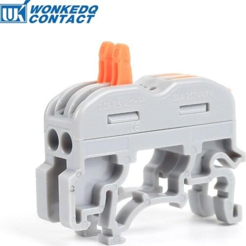 10Pcs 222-212 Fast Wire Cable Connector 222 212 4 Pin Connection Push-in Compact Splicing Plug With DIN Rail Feet Terminal Block