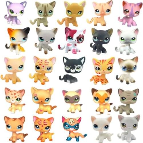 LPS CAT rare pet shop cute toys cat mini short hair standing grey #5 #391 black #336 old original anime figure toys for children