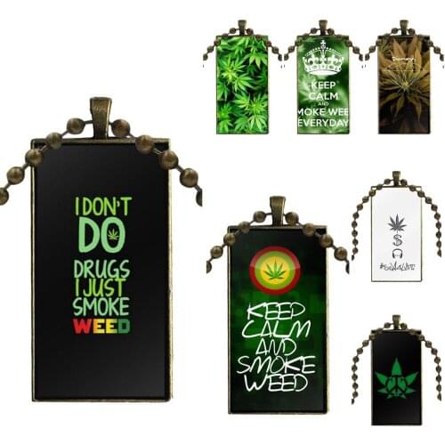 Glass Pendant Necklace Handmade Half Pendant Rectangle Necklace For Women Wedding Drug Dealer Money Weed