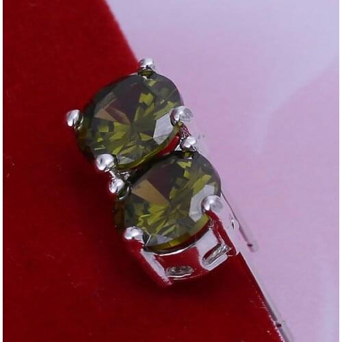 E096-2 Hot Sale 925 jewelry silver plated earrings fashion jewelry , Round Earrings-Blue Gem /aegaivna aefaivma