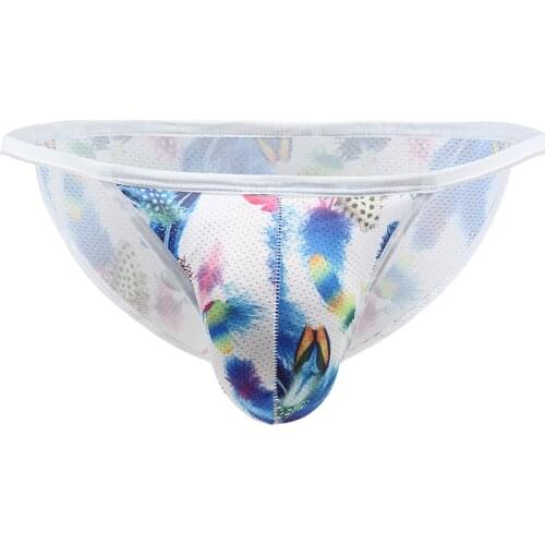 Sexy Men Underwear Breathable Mens Briefs Underpants Patchwork Print Gay Underwear Male Panties Low Rise Bikinis Underpants