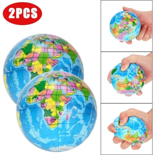 Creative Colorful Decompression Toy 2pcs Stress Relief World Map Jumbo Ball Atlas Globe Palm Ball Planet Earth Ball Squishy
