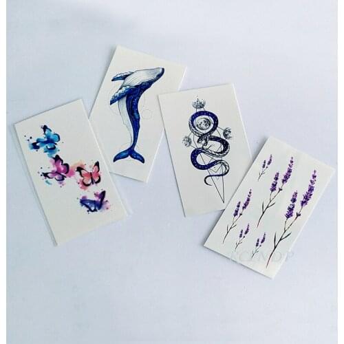 Waterproof Temporary Tattoo Sticker butterfly whale snake moon flower small tatto flash tatoo fake tattoos for women men kid