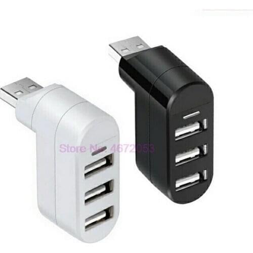 500pcs Rotatable High Speed 3 Ports USB HUB 2.0 USB Splitter Adapter for Notebook/Tablet Computer PC Peripherals