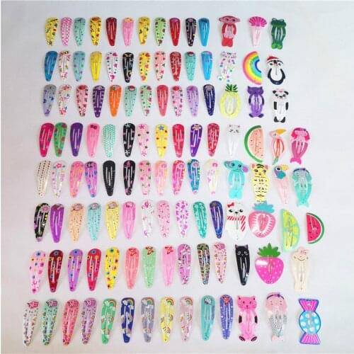 30Pcs/Lot Hair Accessories Cartoon Hairpin Animal Flower Print Hair Clip Princess Barrette Hairclip Headdress Hairpins for Girls