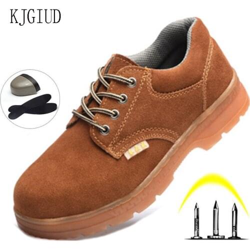 Labor Insurance Shoes Mens Breathable Wear-resistant Cowhide Protective Work Shoes Anti-smashing And Anti-stab Safety Shoes