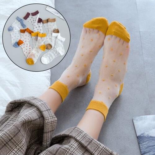 Women Dot Printing Stretch Stocking Transparent Thin Breathable Comfortable Socks Summer Sexy Glass Stockings