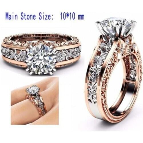 Classical Top Selling Brand New Luxury Jewelry 925 Silver&Rose Gold Fill Round Cut AAA Cubic Zirconia CZ Office Women Band Ring