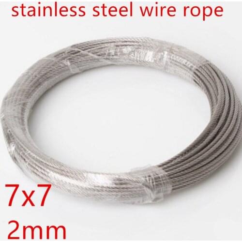 10m/lot 2.0mm High Stainless Steel Wire Rope Tensile Diameter 7X7 Structure Cable Gray