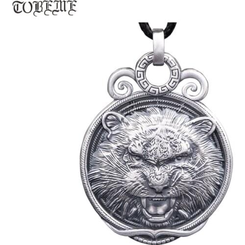 100% 999 Silver Wolf Pendant Necklace Real Silver Power Wolf Pendant Man Pendant Necklace PUNK Jewelry Wolf Head Necklace