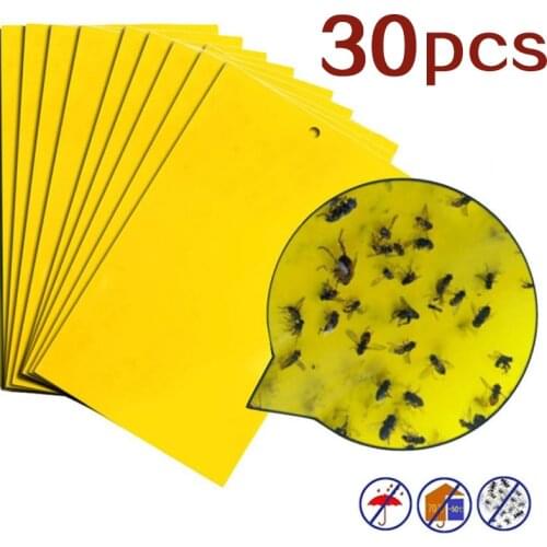 100pcs Strong Flies Traps Bugs Sticky Board Catching Aphid Insects Killer Pest Control Whitefly Thrip Leafminer Glue Sticker