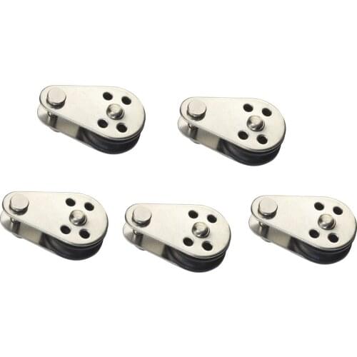 5PCS Stainless Steel 316 Pulley Block 45mm Hanging Wire Towing Wheel Lifting Wire Rope Cable Pulley Roller For 2mm To 8mm Rope