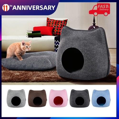 5Color Dog Cat Bed Cave Sleeping Bag Felt Cloth Pet House Nest Cat Basket Products With Cushion Mat For Cats Small Dogs Pet Supp